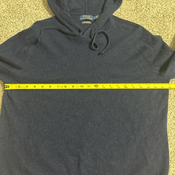Polo Ralph Lauren Men’s Blue Cashmere Washable Hooded Sweater Size Large EUC